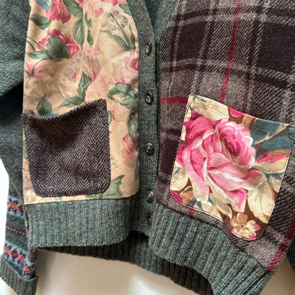 Vintage Ralph Lauren Patchwork Wool Button Cardig… - image 6